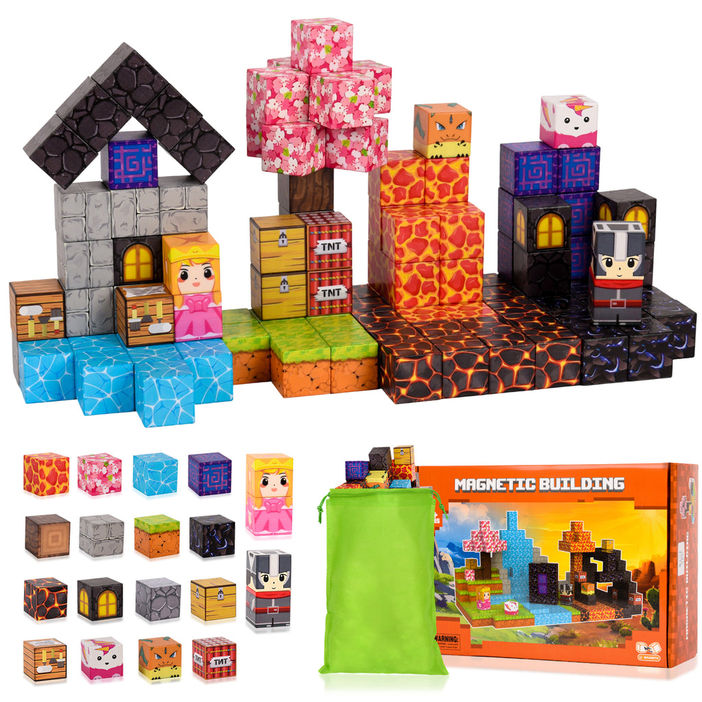 114 piece magnetic building blocks complete set laid out – MillieFun