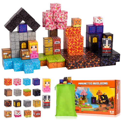 114 piece magnetic building blocks complete set laid out – MillieFun