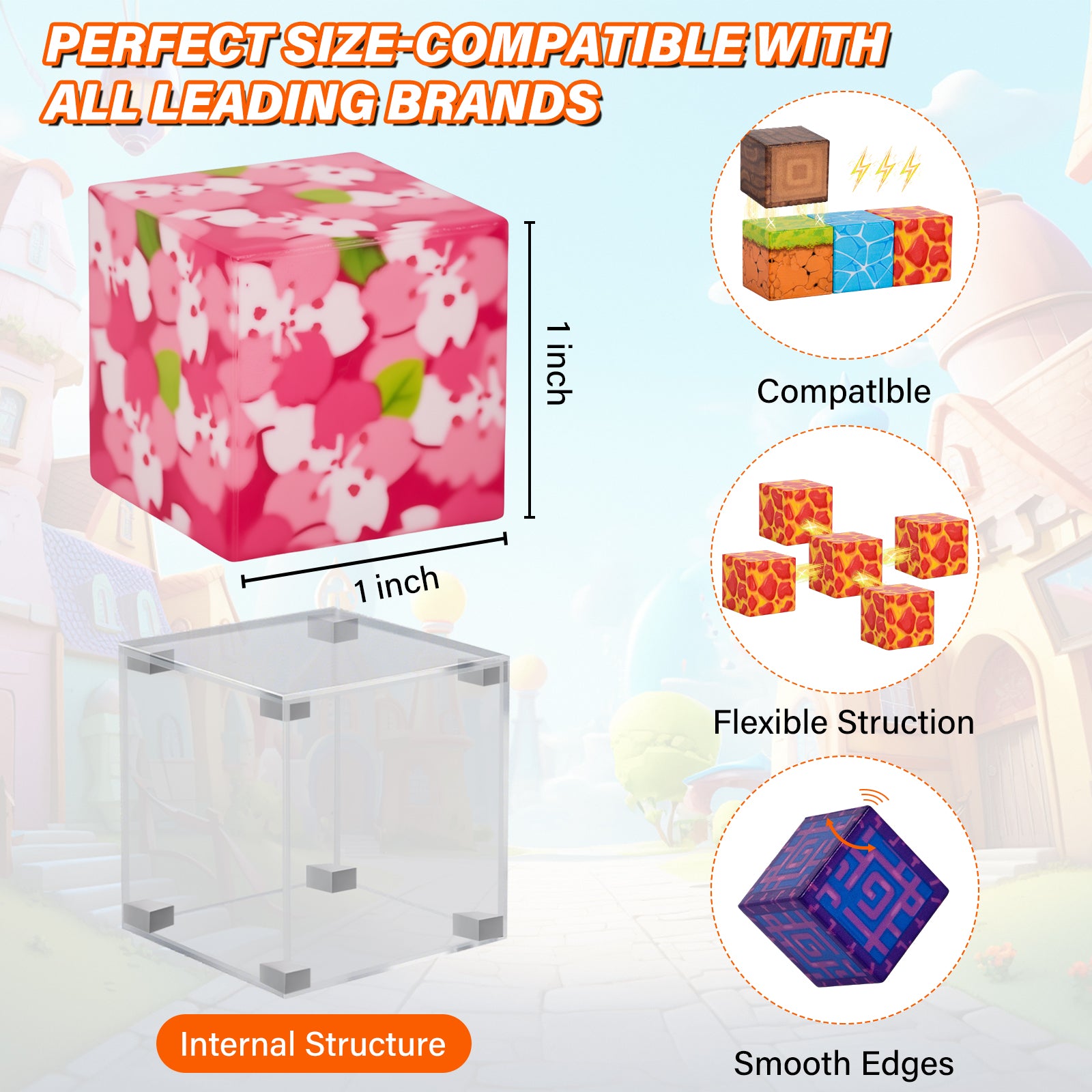 Colourful magnetic pixel cube blocks for kids creative play