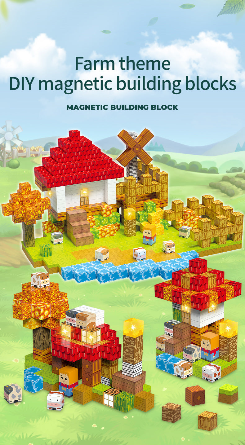 Farm magnetic building blocks gift-ready retail box packaging