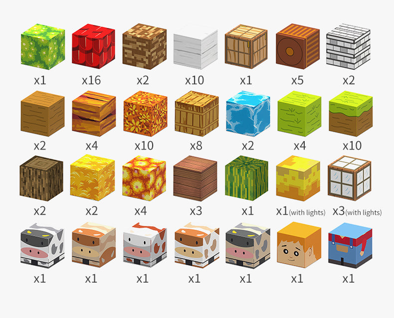 Cow sheep and farmer character magnetic cube blocks detail