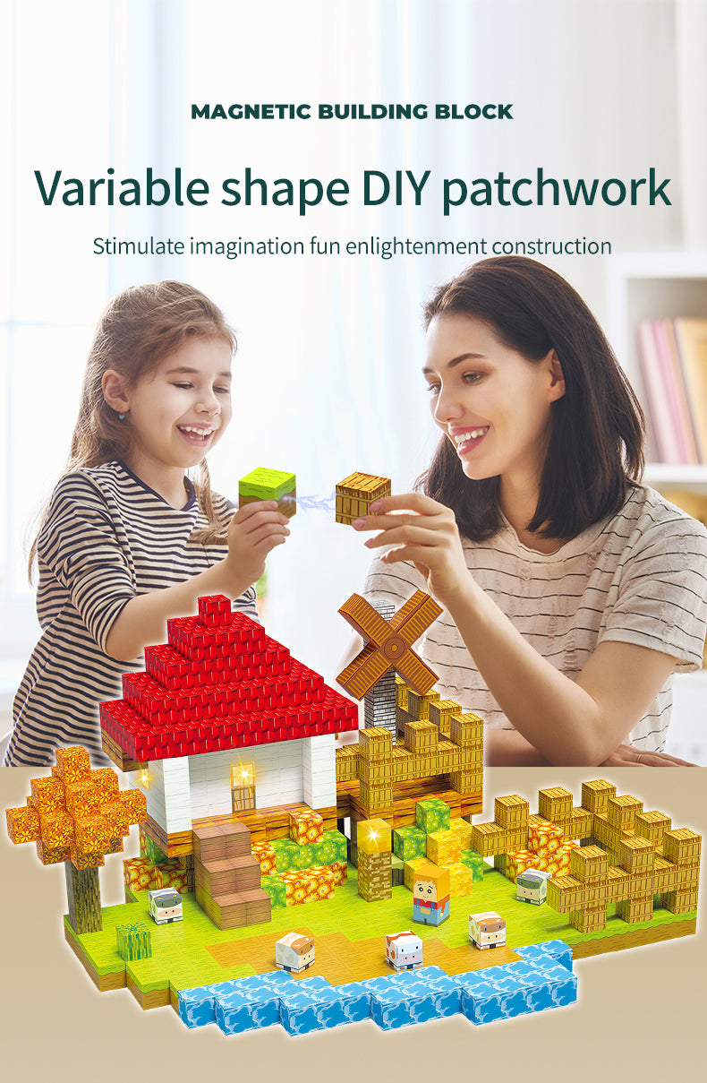 Farm theme magnetic building blocks 100 piece collection overview