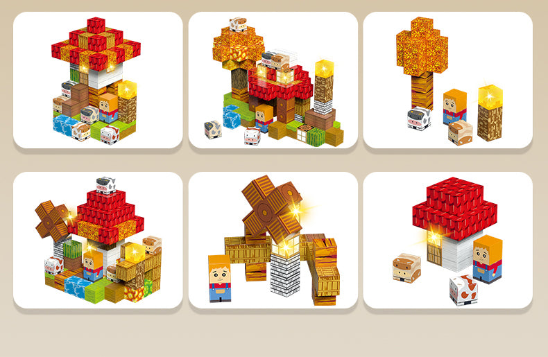 Farm magnetic building blocks full set display all pieces