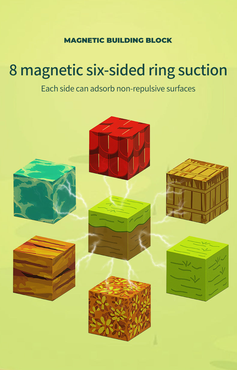 Farm magnetic blocks farmhouse wall roof and animal character cubes