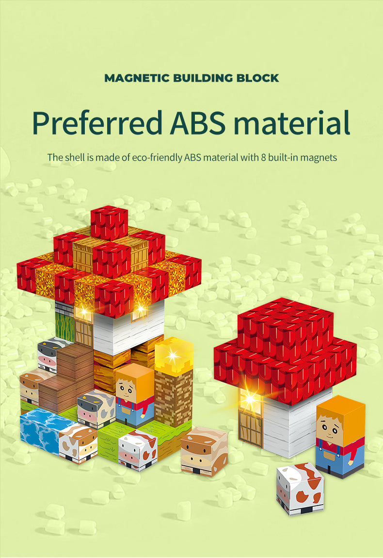 Farm magnetic building blocks size scale hand reference