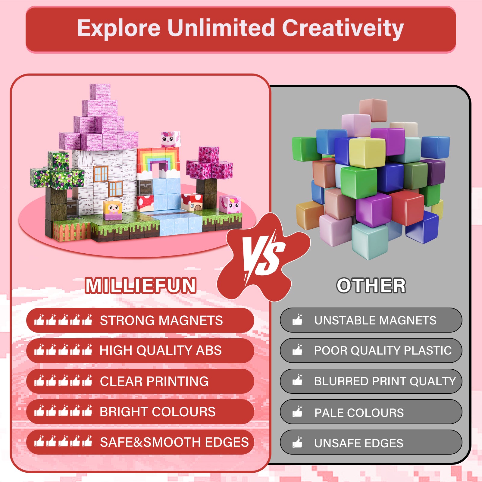 Unicorn magnetic building cubes set gift-ready retail packaging