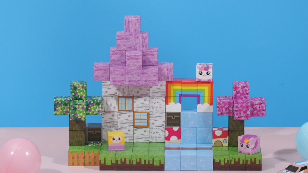 Magnetic Building Cubes 100 PCS (2cm) – Unicorn & Rainbow Girl Set | STEM Toy for Kids Ages 3+